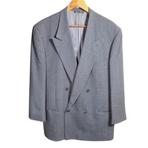 Giorgio Armani Pure Virgin Wool Blazer Houndstooth Check Made in Italy 44Reg Vtg